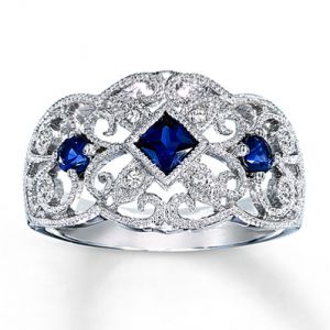 Kay Jewelers Lab-Created Sapphire Ring With Diamond Accents Sterling Silver- Sapphire.jpg